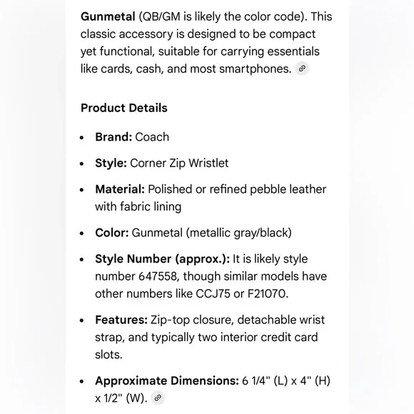 Coach Corner Zip Wristlet- NWT - Picture 9 of 9